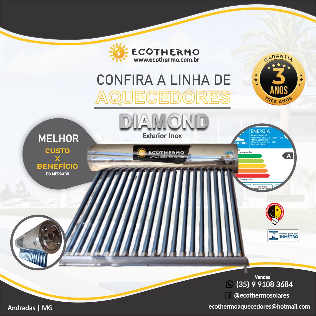 melhor aquecedor solar nota A inmetro ecothermo